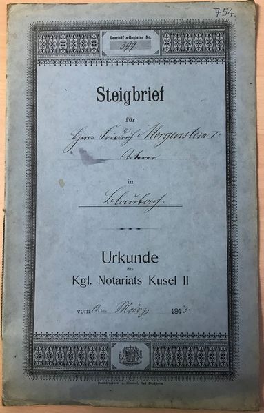 Datei:Steigbrief Friedrich Morgenstern I.jpg