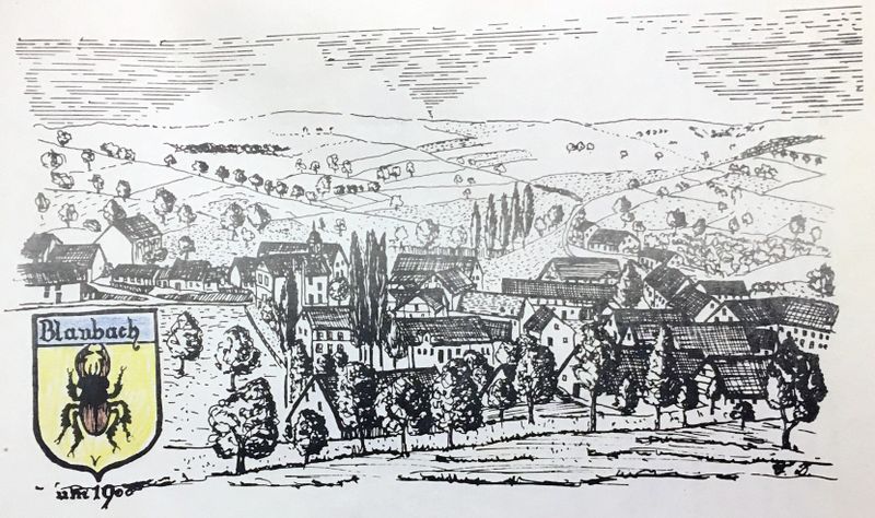 Zeichnung von Blaubach nach einer Postkarte von 1906. Das Motiv ist älter als die Postkarte.